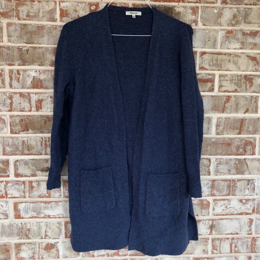 Madewell Kent Cardigan Alpaca Wool SOFT Navy Blue Sweater XS - Picture 2 of 16